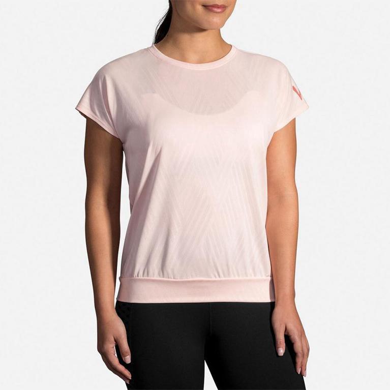 Brooks Array Women's Short Sleeve Running Shirt - Pink (15073-YSQO)